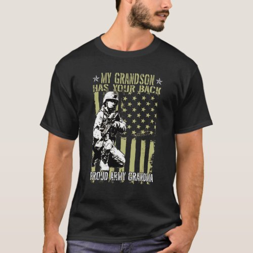 My Grandson Soldier Has Your Back Proud Army Grand T_Shirt