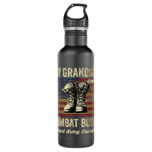 My Grandson Wears Combat Boots Proud Army Grandma  Stainless Steel Water Bottle