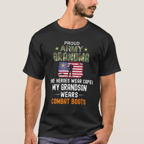 My Grandson Wears Combat Boots_Proud Army Grandma T_Shirt