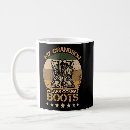 My Grandson Wears Combat Boots Proud Military Retr Coffee Mug