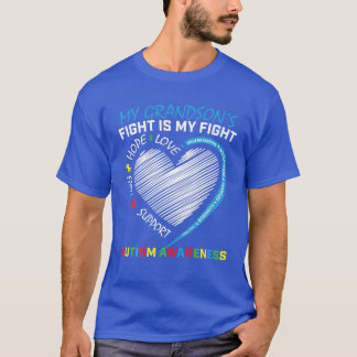 My Grandson's Fight Blue Autism Awareness Puzzle P T-Shirt