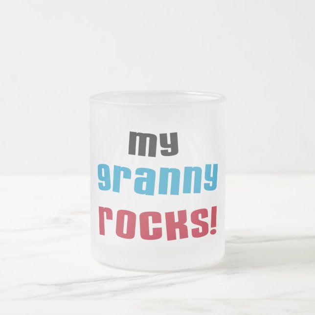My Granny Rocks T shirts and Gifts Frosted Glass Coffee Mug (Center)