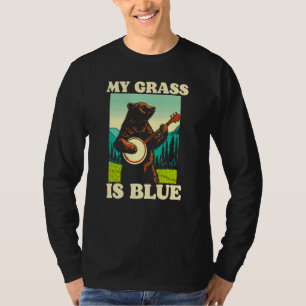 My Grass Is Blue Banjo Bear Retro Nature Graphic T-Shirt