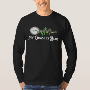 My Grass Is Blue Banjo Vine Vintage Flowers Illust T-Shirt
