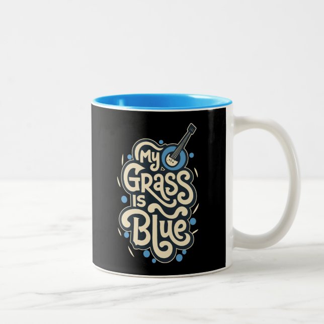 My Grass Is Blue Bluegrass Folk Music Two-Tone Coffee Mug (Right)