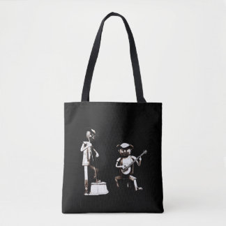 My grass is blue! (with blue grass musicians) tote bag