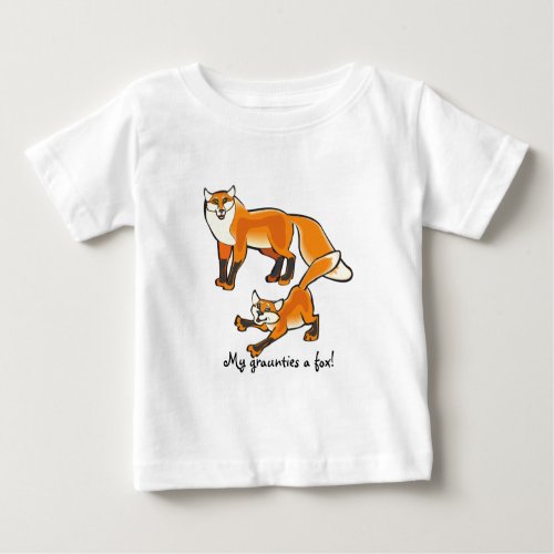 My graunties a fox Cute fox graphic Baby T_Shirt