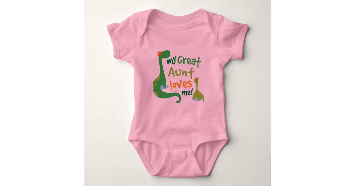 My Great Aunt Loves Me Dinosaur Baby Bodysuit Zazzle Com