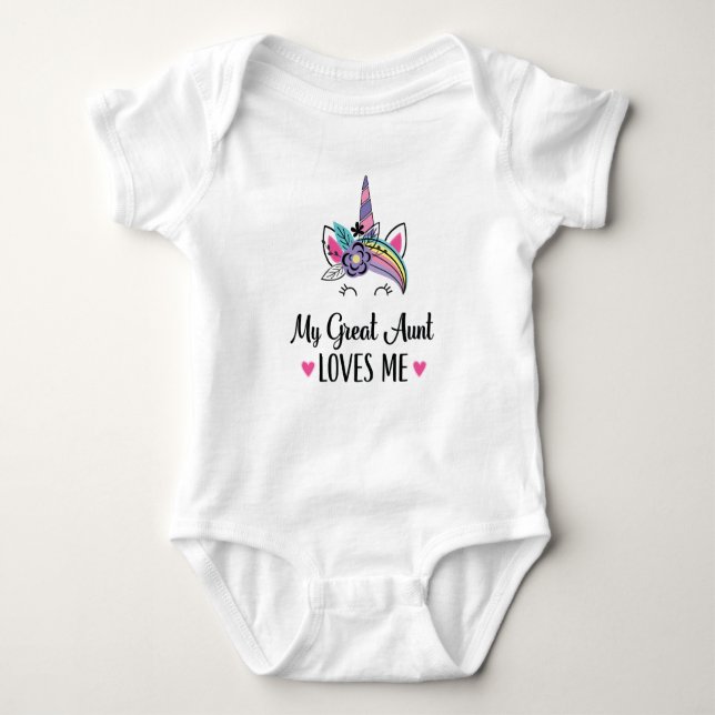 My Great Aunt Loves Me Niece Unicorn Baby Bodysuit (Front)