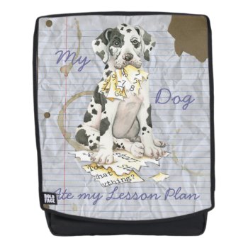 My Great Dane Ate My Lesson Plan Backpack by DogsInk at Zazzle