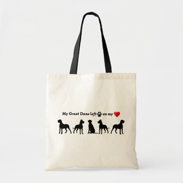 My Great Dane Dog left Footprints on my Heart Tote Bag (Front)