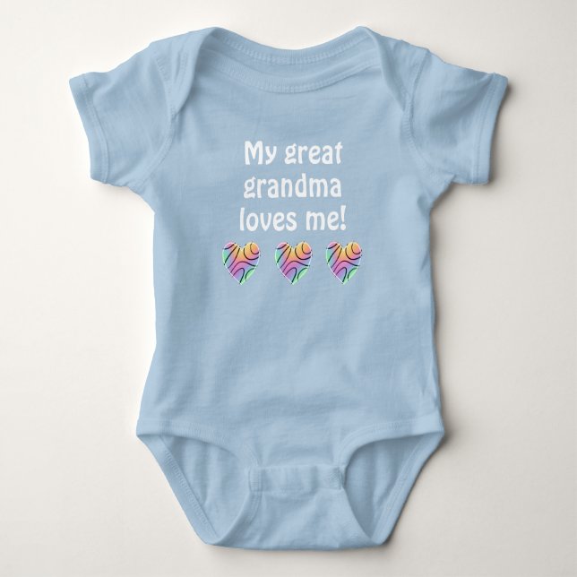 My Great Grandma Loves Me Baby Bodysuit (Front)
