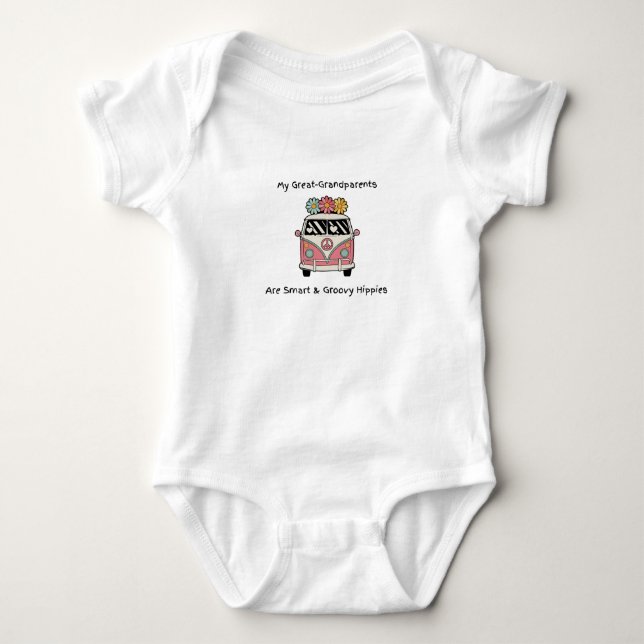 My Great-Grandparents Are Smart & Groovy Hippies Baby Bodysuit (Front)