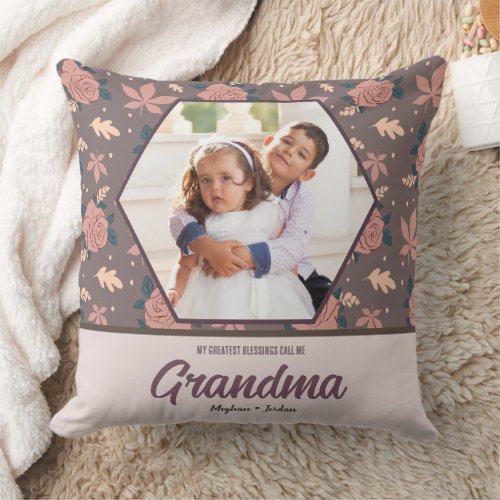 My Greatest Blessings Call Me Grandma Grandkids Th Throw Pillow