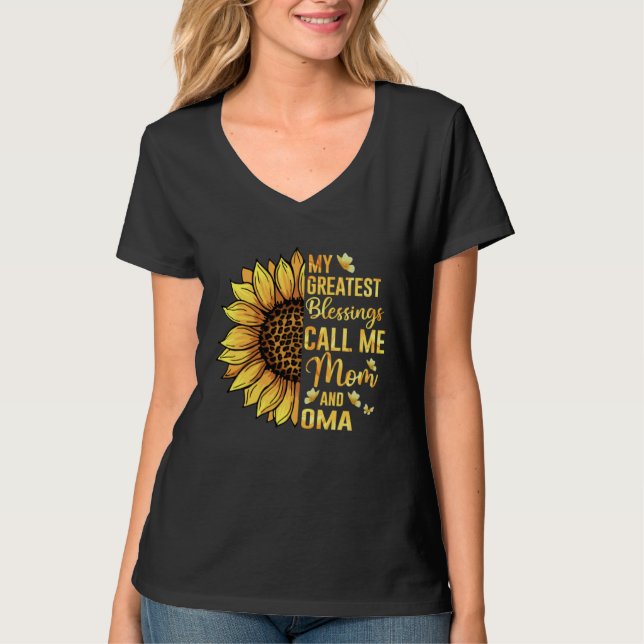 My Greatest Blessings Call Me Mom And Oma Cute Mot T-Shirt (Front)