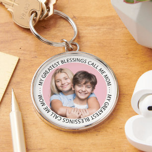 My Greatest Blessings Call Me Mom Photo Keychain
