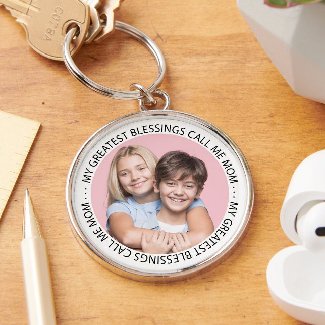 My Greatest Blessings Call Me Mom Photo Keychain (Creator Uploaded)
