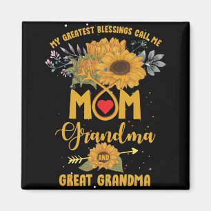 My Greatest Blessings Call Mom Grandma Sunflower Magnet