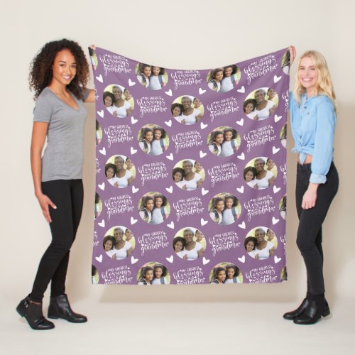 My Greatest Blessings Grandma Photo Collage Fleece Blanket