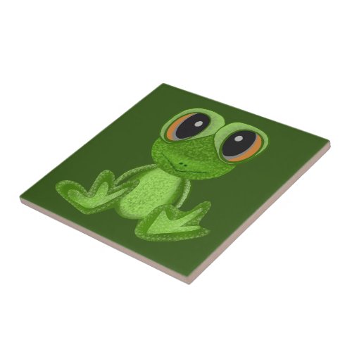 My Green Frog Friend Ceramic Tile