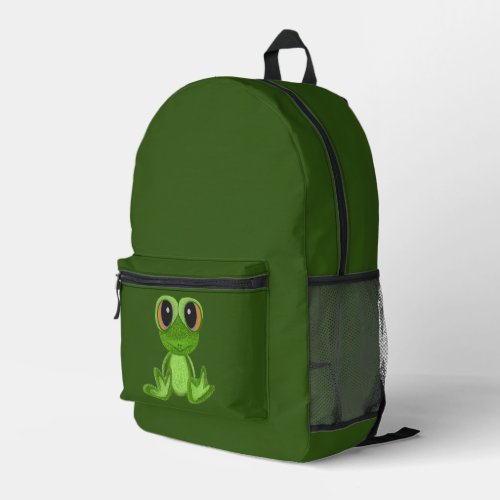 My Green Frog Friend Printed Backpack