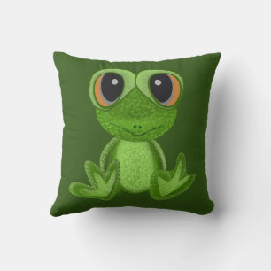 My Green Frog Friend Throw Pillow