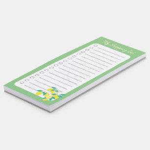 My green shopping list watercolor lemons notepad
