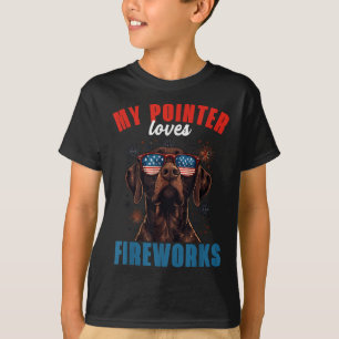 My Gsp Loves Fireworks 4th Of July Patriotic Dog L T-Shirt
