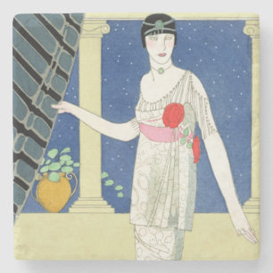 My Guests have not Arrived, illustration of a woma Stone Coaster