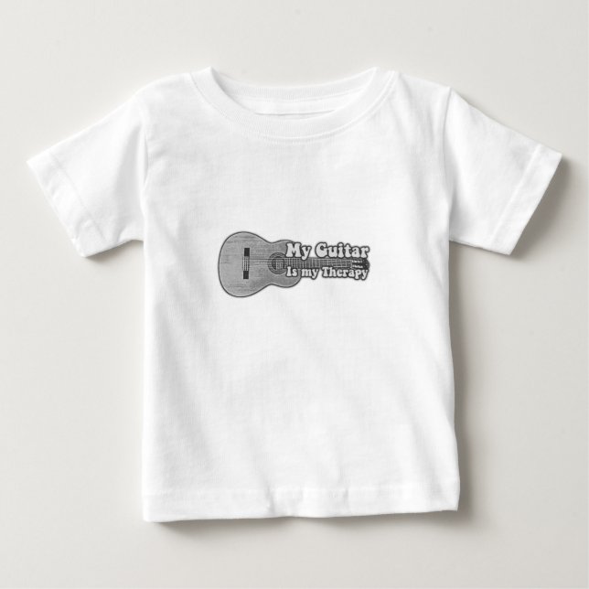 My guitar is my therapy. back and white guitar baby T-Shirt (Front)