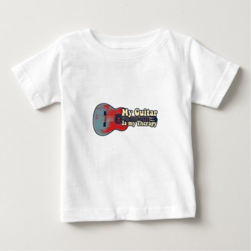 My guitar is my therapy vintage red and blue baby T_Shirt