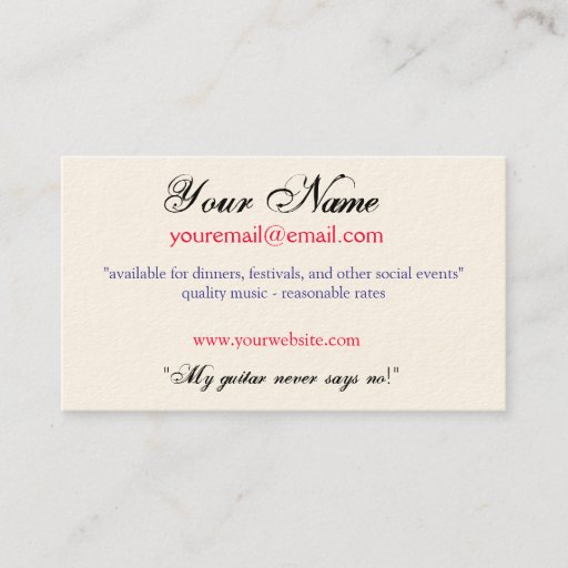 Customizable "My guitar never says no!" Business Card Template