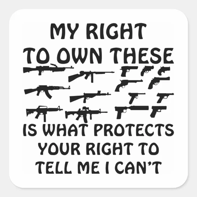 My Gun Rights Protect Your 1st Amendment Rights Square Sticker | Zazzle