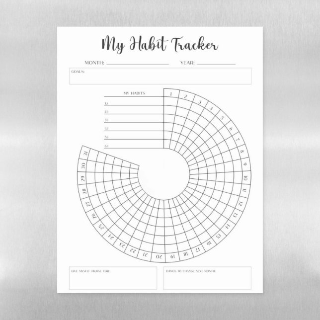 My Habit Tracke Magnetic Dry Erase Sheet (Vertical)
