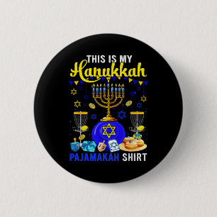 My Hanukkah Pajama Shirt Disc Golf Player Jewish M Button