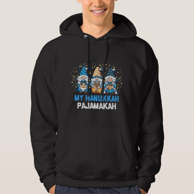 My Hanukkah Pajamakah Gnomes Channukah Jewish Gnom Hoodie (Front)