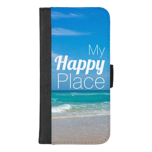 My Happy Place Beautiful Beach iPhone Wallet Case (Front)