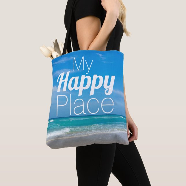 My Happy Place Beautiful Beach Tote Bag (Close Up)