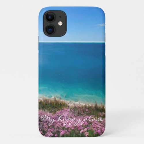 My happy place Beautiful Cornish beach scene iPhone 11 Case