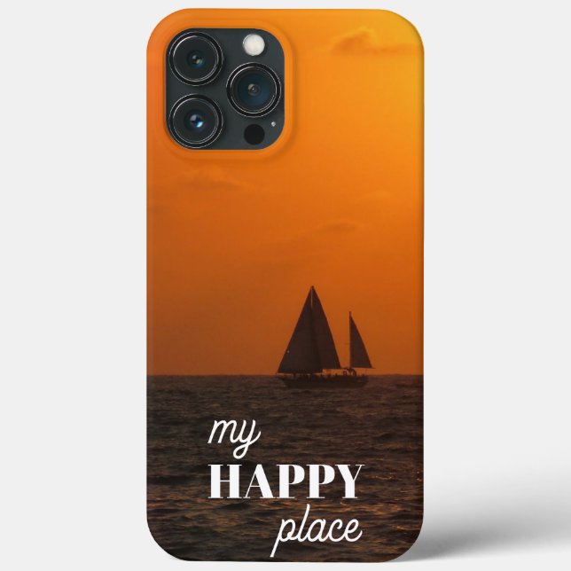 My HAPPY Place Beautiful Ocean Sunset & Sailboat Case-Mate iPhone Case (Back)