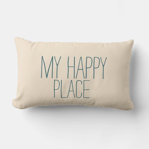 My Happy Place Blue and Beige Cute Sleeping Lumbar Pillow