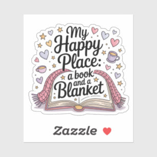 My Happy Place Book and a Blanket Whimsical Cozy Sticker