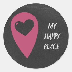 My happy place classic round sticker