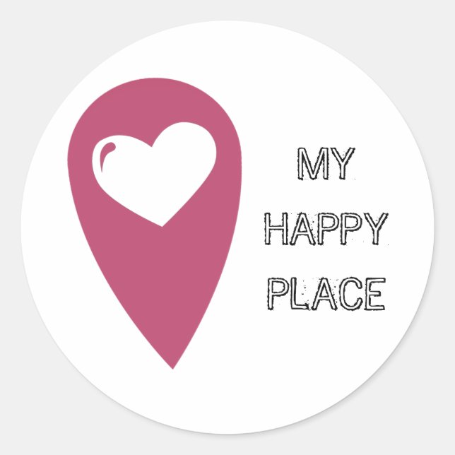 My happy place classic round sticker (Front)