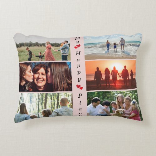 My Happy Place Customizable Family Photo 6 Picture Accent Pillow