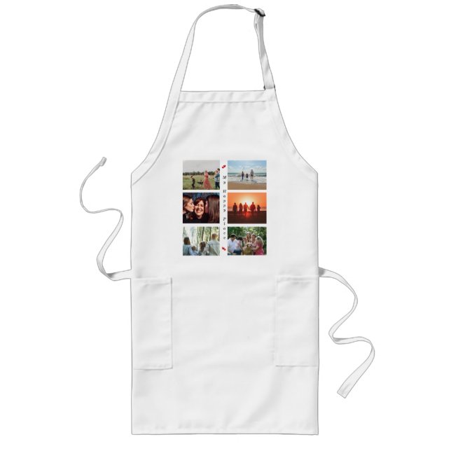 My Happy Place Customizable Family Photo 6 Picture Long Apron (Front)