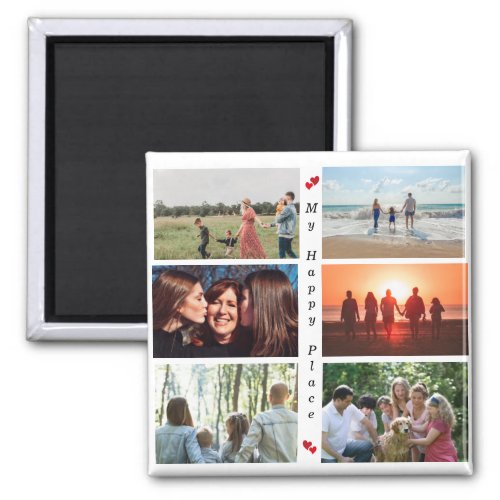 My Happy Place Customizable Family Photo 6 Picture Magnet