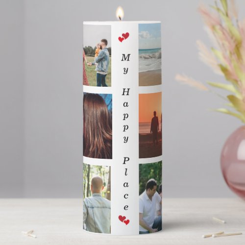 My Happy Place Customizable Family Photo 6 Picture Pillar Candle