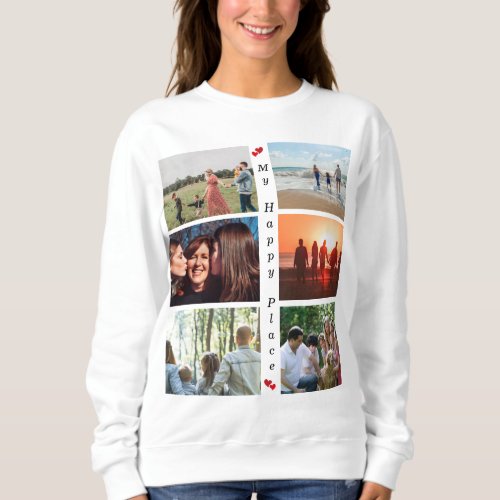 My Happy Place Customizable Family Photo 6 Picture Sweatshirt
