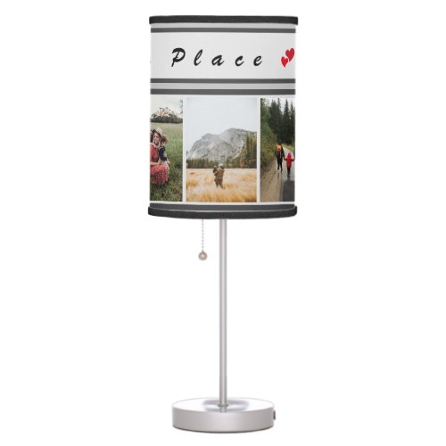 My Happy Place Customizable Family Photo 6 Picture Table Lamp